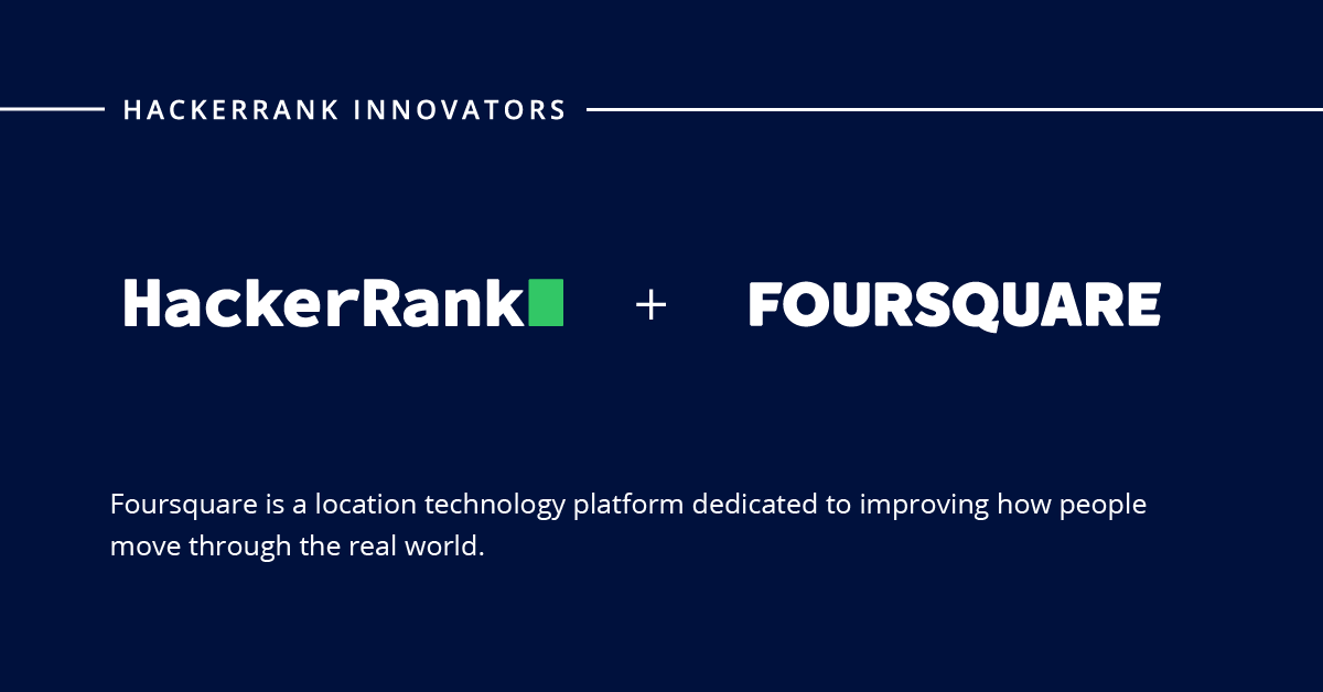 hackerrank's tweet photo. Congratulations @Foursquare on being featured as HackerRank Innovators! 🏆 

#HackerRankInnovator #HackerRankInnovators https://t.co/QjDJDJXhG3