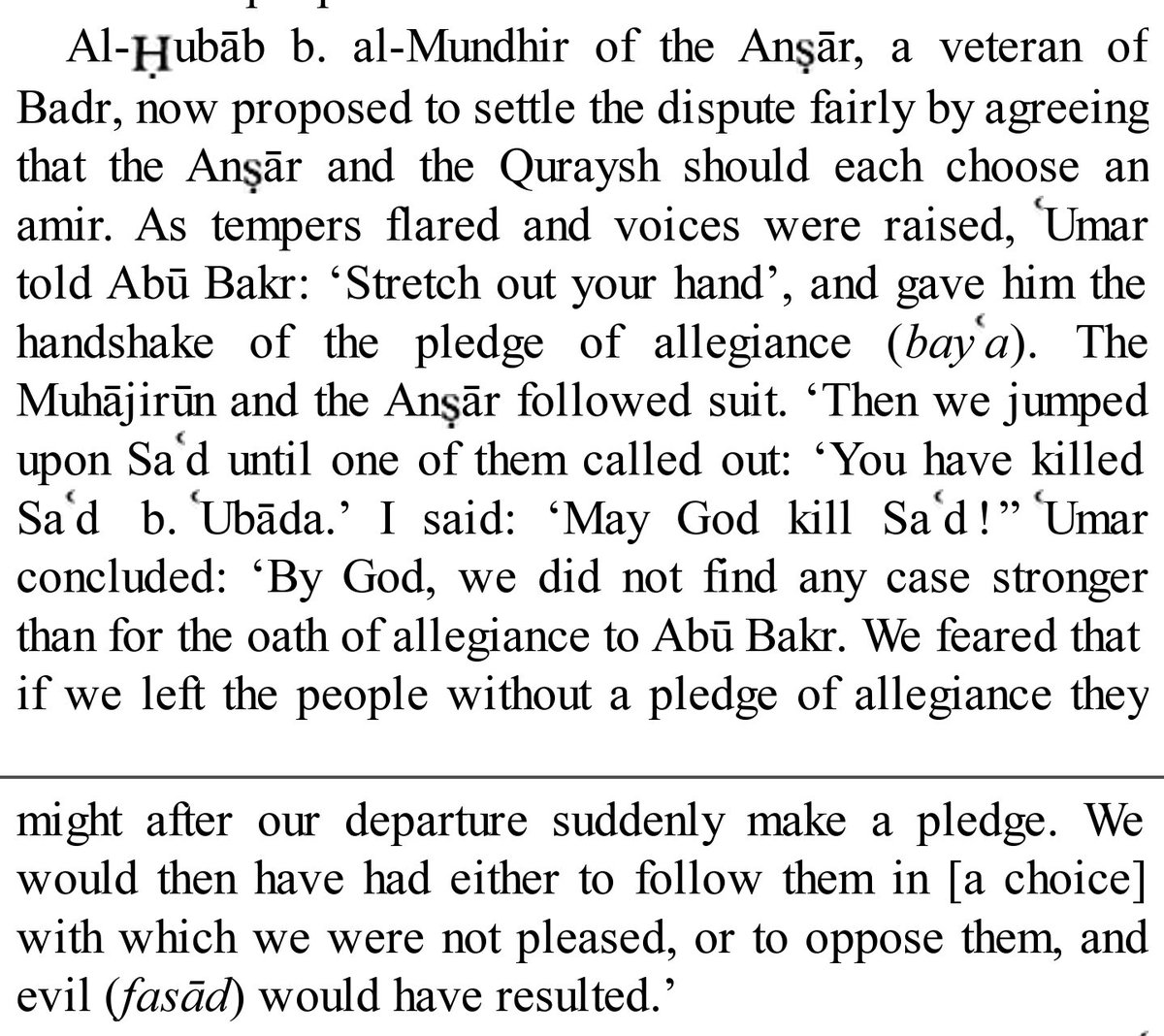 First of all, these old men jumped on a sickly Sahabi until he died?Secondly, Umar was scared that the Ansar would do to them what the two of them did to the Caliph of Allah, Imam Ali ibn Abi Talib (AS). The hypocrisy reeks.