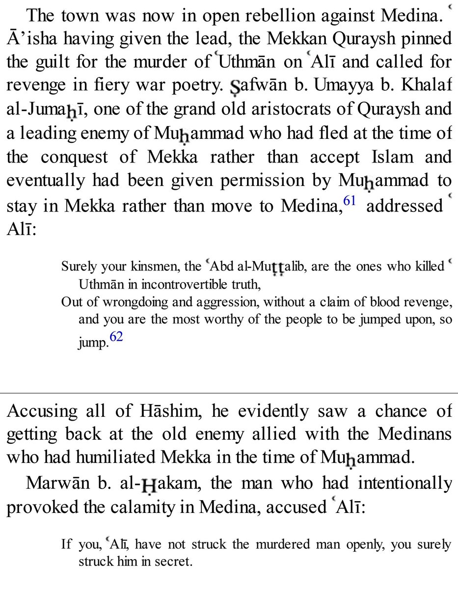 Aisha wanted Talha over Uthman, and wrote letters inciting rebellion amongst the people.Marwan, at every turn, advised Uthman to be cold blooded against the people.While Imam Ali (AS) mediated b/w Uthman & the people, & advised Uthman to admit and make up for his crimes.