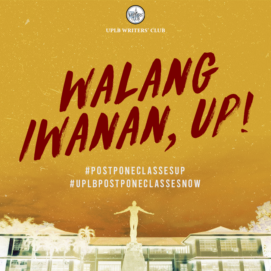 uplbwritersclub's tweet image. HINDI PA TAYO HANDA! POSTPONE CLASSES NOW!

Nakikiisa ang UPLB Writers&apos; Club sa pagkondena sa desisyon UP BOR na ipagpatuloy ang pasukan sa darating na Setyembre 10, sa kabila ng mariing pagtutol ng mga apektadong sektor ng UP System.

#PostponeClassesUP 
#UPLBPostponeClassesNow
