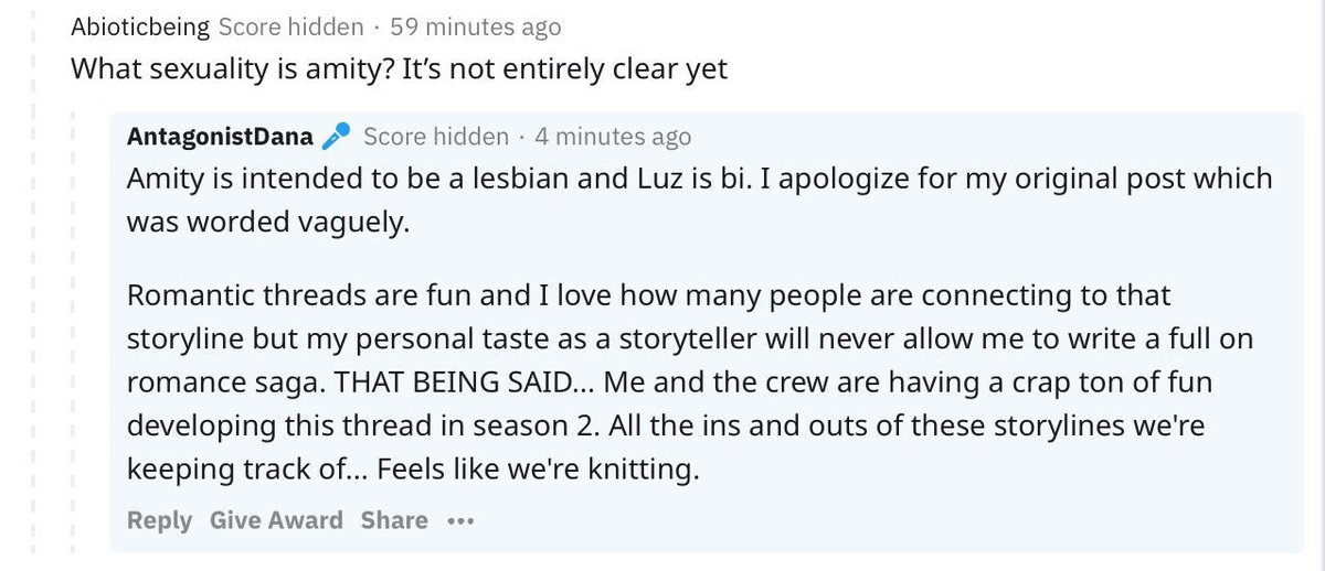 Okay updating this thread!Tonight in an AMA, Dana Terrace confirmed that Amity Blight is a lesbian, making her (afaik), Disney's first confirmed lesbian character on their channel!!!