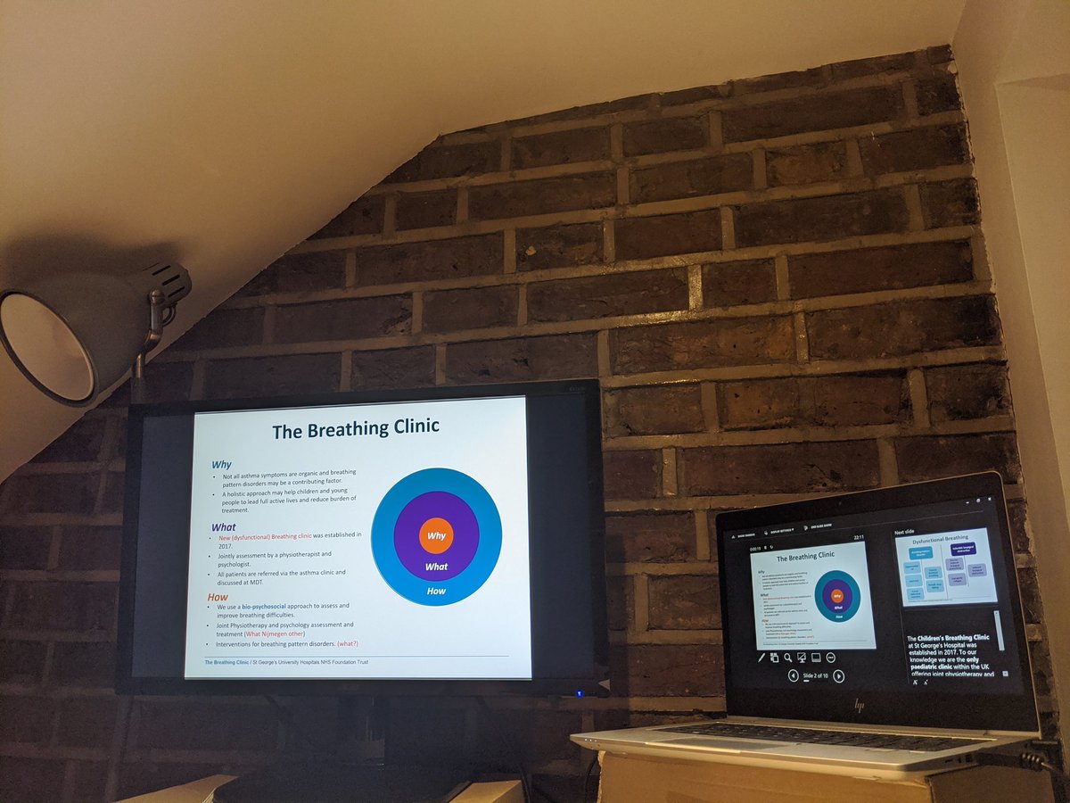 ClareChadwickPT's tweet photo. Last night prepping for @LondonPaedResp asthma master class tomorrow. Honoured that @joblundell and myself had a poster accepted. Excited to share what we have been doing at St George's hospital London. #digitalasthma2020 https://t.co/MGp73ZHFu1