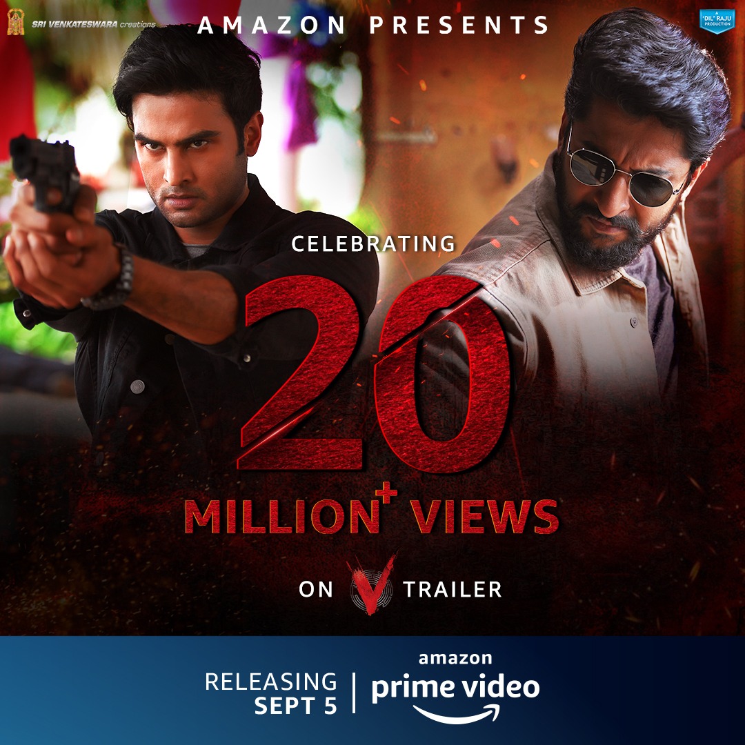 OnceMoreMedia's tweet photo. The Action-packed #VTrailer hits 20 Million + Views !!

▶ https://t.co/K2LvYkZC7l 

#VOnPrime | Premieres on @PrimeVideoIN from September 5

@NameisNani @isudheerbabu @i_nivethathomas @aditiraohydari @mokris_1772 @SVC_official #CinePeek https://t.co/vB60eDnrbw