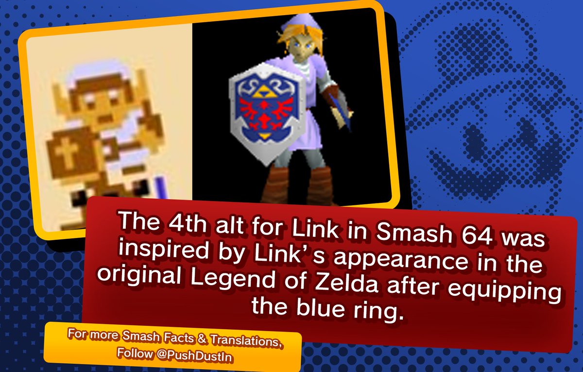 Afhaalmaaltijd Zaklampen Ontwapening Will (PushDustIn) 🔜 GamesCom on Twitter: "{Nice Outfit!} The 4th alt for  Link in Smash 64 was inspired by Link's appearance in the original Legend  of Zelda after equipping the blue ring.