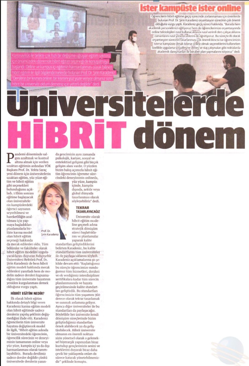 Bahçeşehir Üniversitesi, Hibrit Eğitim modeli ile pandemi sürecinde online ve sosyal mesafe kurallarına uygun fiziki eğitimi birleştiriyor!