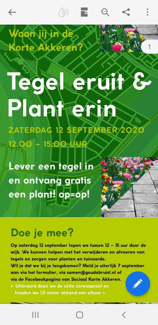 Het #vergroenen in Gouda gaat door. Weg tegels! Samen de schouders eronder. Tuinambassadeurs leveren #tuinadvies en planten Op=Op. Na 3 dagen flyeren zijn er al veel aanmeldingen voor 12 september! @hildeniezen #wijkteam korte akkeren @OpSteenbreek <a href="/maartjevdveen/">Maartje van der Veen</a> @GoudaBruist