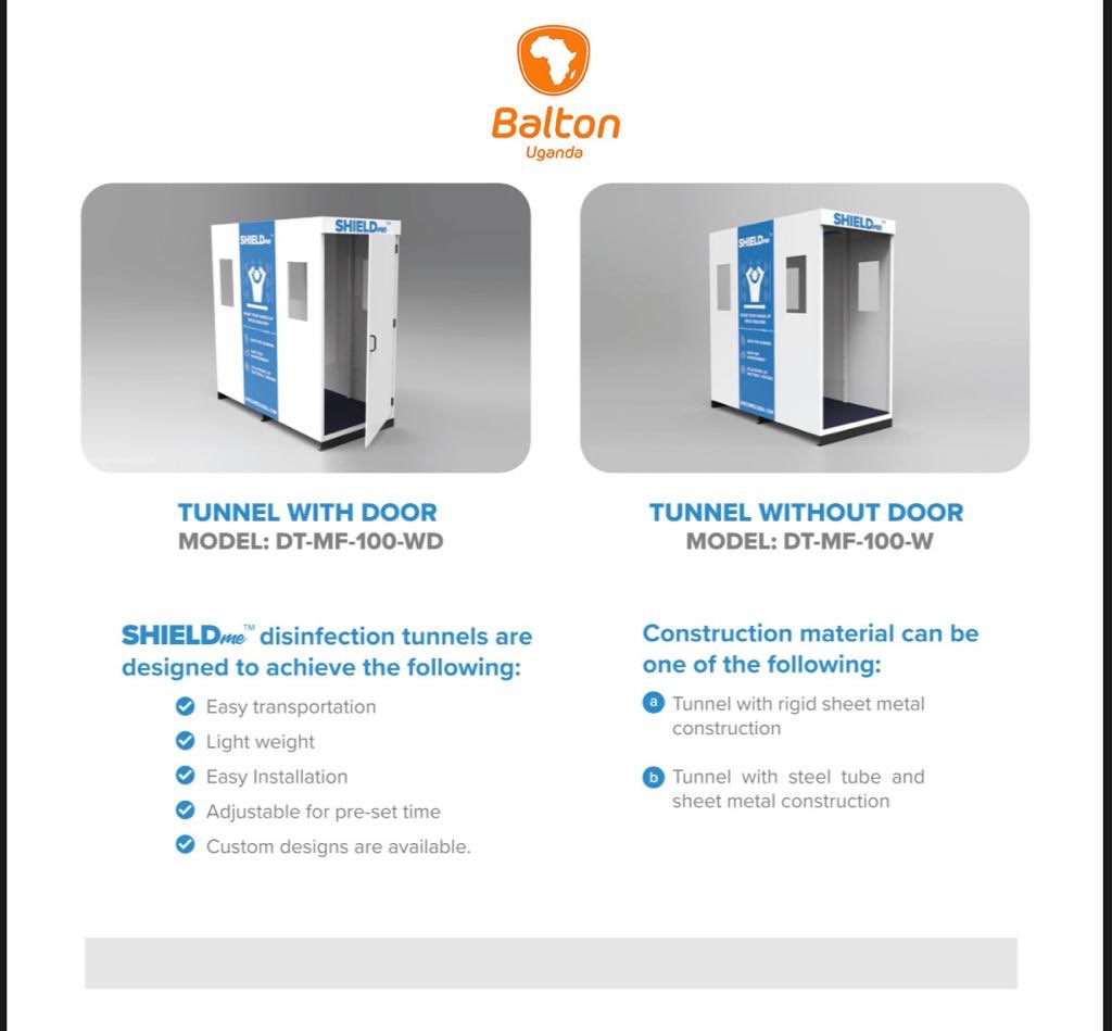 FirozeMwajab's tweet image. Are you at a school, company, cafe,bank, hospital etc and you need the automated #ShieldMe sanitation tunnel to prevent the spread of COVID19.Dm @Baltonuganda,call 0704412643 |visit our offices Plot 47/51 Mulwana Road, Industrial Area, Opposite Uganda Baati, Kampala.