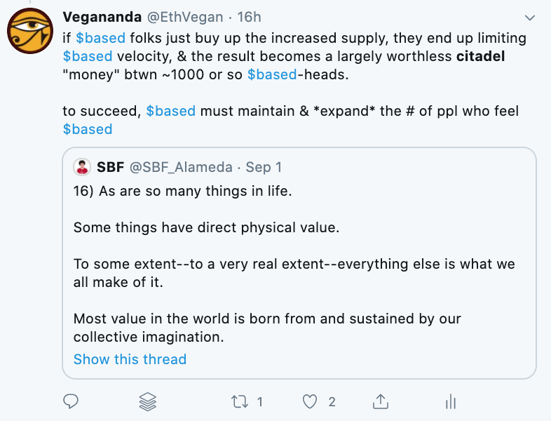 4) 1st basers (especially large holders) *must* sell to increase  $based velocity & put as much  $based into as many *strong* hands as possiblethe larger the distribution of  $based, the greater its value