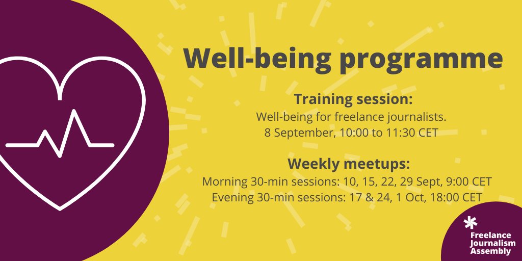 ⏰ 6 days until our well-being programme for freelance journalists starts! Want to learn methods on how to manage stress &amp; take better care of yourself?
- Sign up for the #FJAssembly for free
- Choose the well-being track &amp; scroll down
- Claim your spot
journalismassembly.com/tracks/well-be…