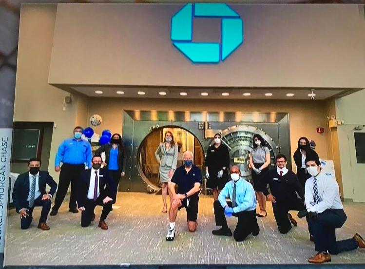 19/This is why Chase Bank is able to avoid bad publicity while they face billions of dollars in fines for foreign currency manipulation while the CEO gets paid 31 Million Dollars in salary:They took a knee, and this is no joke, in front of the vault they keep piles of cash in.