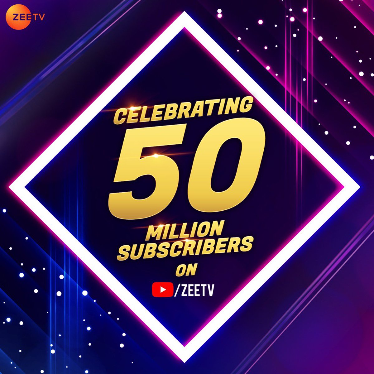 Happy to announce @ZeeTV has surpassed 50 Million subscriber mark on YouTube, becoming the 4th & 18th most subscribed channel in India & the world respectively. @ZEECorporate