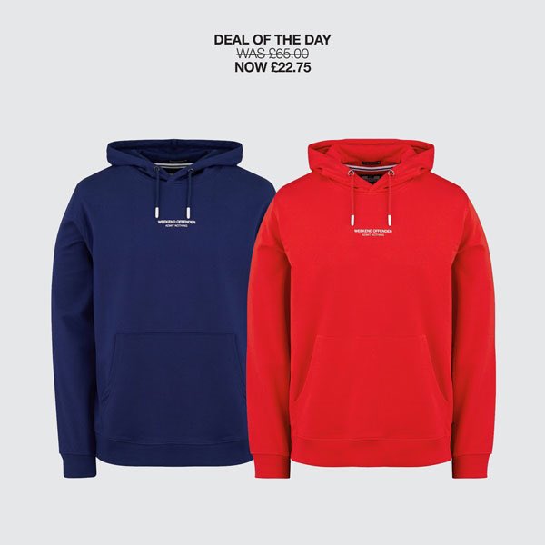 Our final day of the BANK HOLIDAY SPECIALS! WO Hoody now £22.75!     bit.ly/tw-WeekendOffe… #weekendoffender #bankholiday #specials #sale