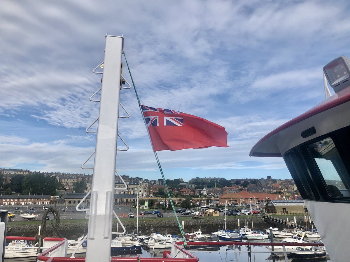 Flying the Red Ensign at launch in #whitby today  @Seafarers_UK #merchantnavyday