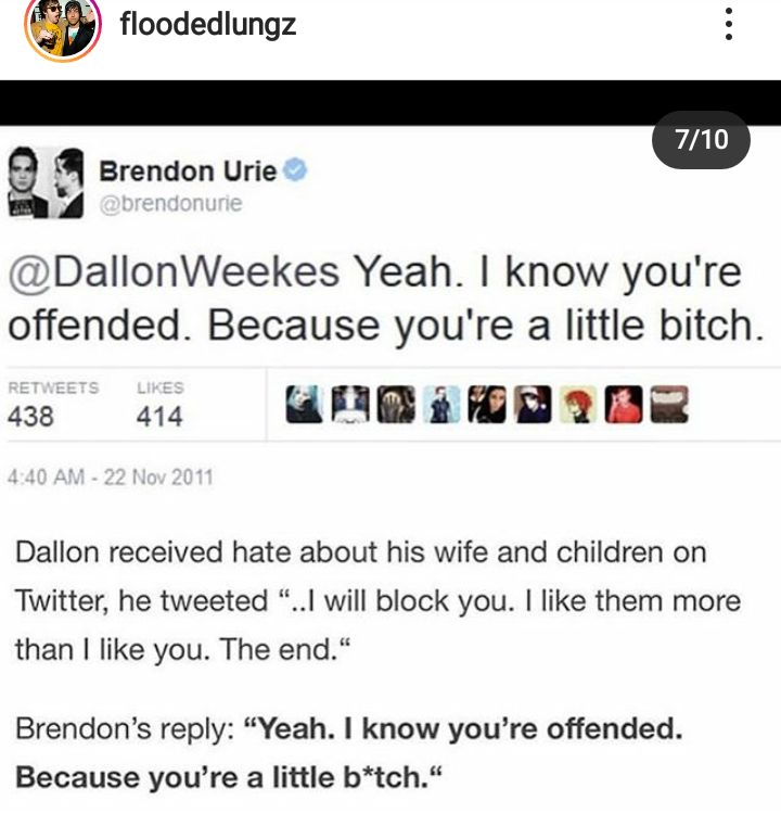 Stop spreading lies. His kids were never mentioned  #dallonweekes  #brendonurie