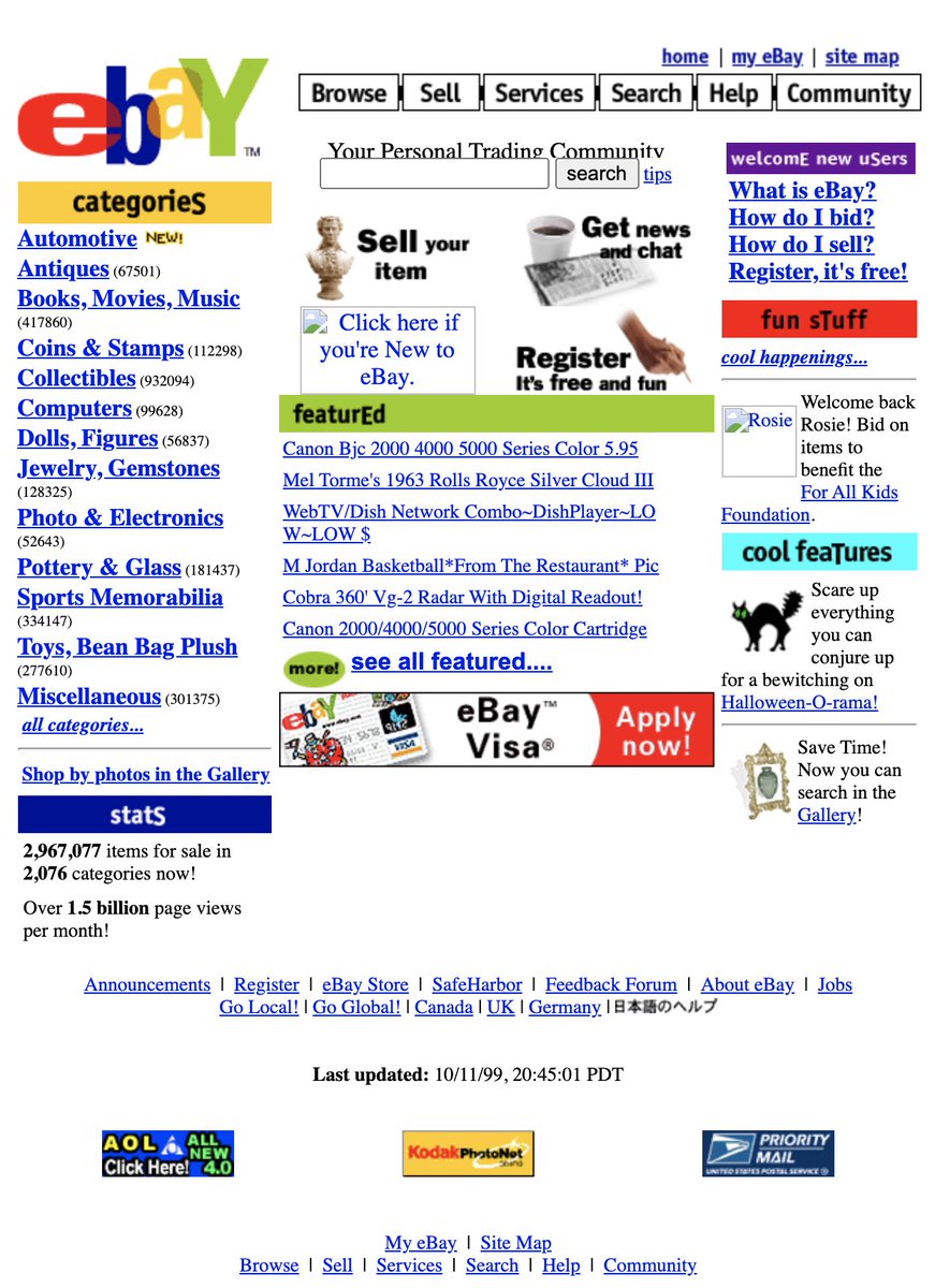 Tal día como hoy, un 3 de septiembre de 1995 el informático francés <a href="/pierre/">Pierre Omidyar</a> Omidyar funda en San José, California, la web de subastas online AuctionWeb que después se transformaría en Ebay. El primer producto vendido fue un puntero láser roto 🤷😂
#efemeridesMolonas