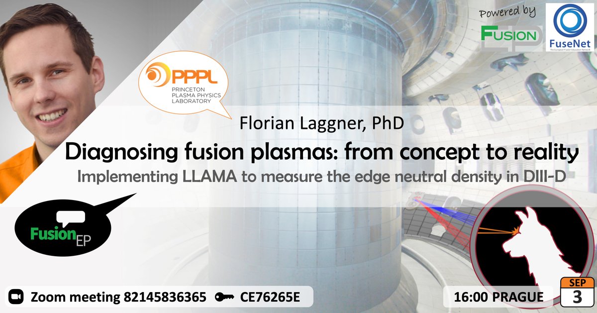 iterorg's tweet image. A reminder for all interested in #plasmaphysics.Today, at 16:00 CEST, @PPPLab&apos;s Florian Laggner will speak about &quot;Diagnosing fusion plasmas: from concept to reality&quot; in a webinar hosted by #FusionEPtalks. See details below. @FuseNet_eu #scienceforsociety #ITER #fusionenergy