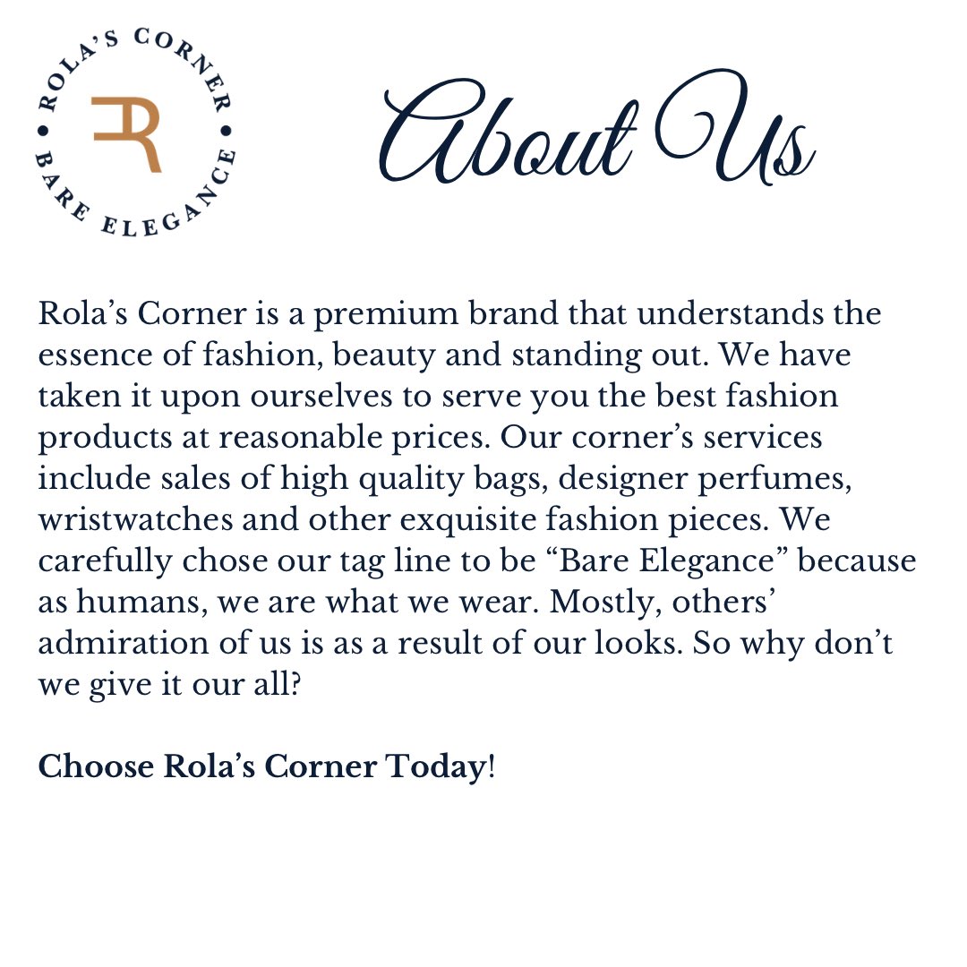 Top of the morning to you. Just thought to remind you what we do. We’re all about making you look elegant! Step into a place and change the ambience! Another thing I’d like to tell you is we curate gift items according to your budget. Just send a DM to @rolas_corner on IG
