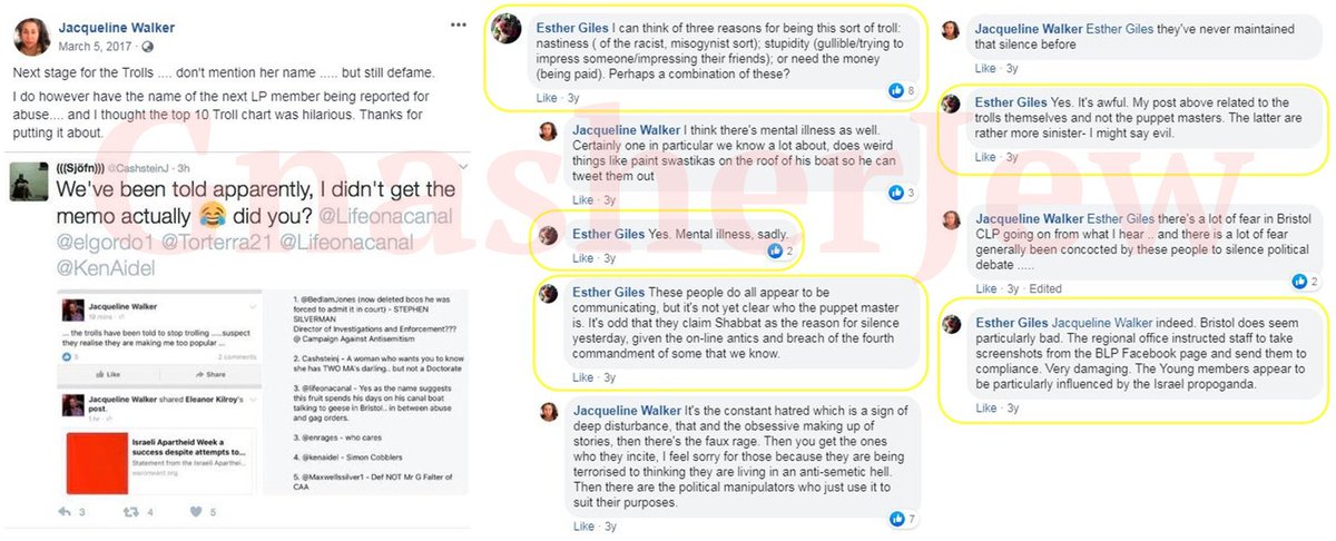 Even more disgracefully on Jackie Walker's FB wall she labels Jews who complain about antisemitism "mentally ill" & "trolls", including one man who had swastikas drawn above his bed in a break in.According to Esther this didn't happen!!! 9/