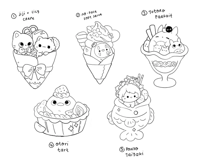 Some sketches that will be made into acrylic charms!!! Which would you NOT want?? 