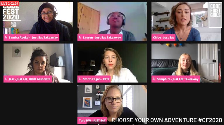 JustEatTakeaway's tweet image. We were delighted to join @CodeFirstGirls for #CodeFest2020 yesterday, where some of our fantastic colleagues and @STEMAmbassadors joined a panel to encourage more young women to consider a career in tech! You can watch it here: youtube.com/watch?v=9ONCo4… #STEM #WomeninTech #CF2020