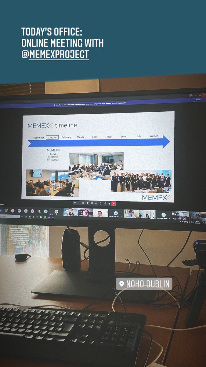 NohoDublin's tweet image. Today’s office: meeting with all @MemexProject partners. We supposed to be in sunny Madeira for it, but still, it’s nice to see everyone online! #memexproject #euproject