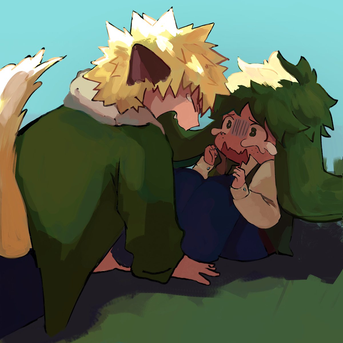 Decided to just finally dig through my old files and finish this off quickly so it looks super inconsistent hahaha

This whole series of doodles I did somewhere last year but I got lazy to complete... The top was painted in March LOL

#bkdk #bakudeku #胜出 #勝デク 