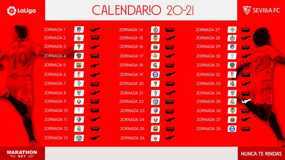 Sevilla Fútbol Club on Twitter: "📅 el calendario liguero # SevillaFC para la 2020/21. ⤵️ #WeareSevilla https://t.co/kCAsvrEDxy" / Twitter