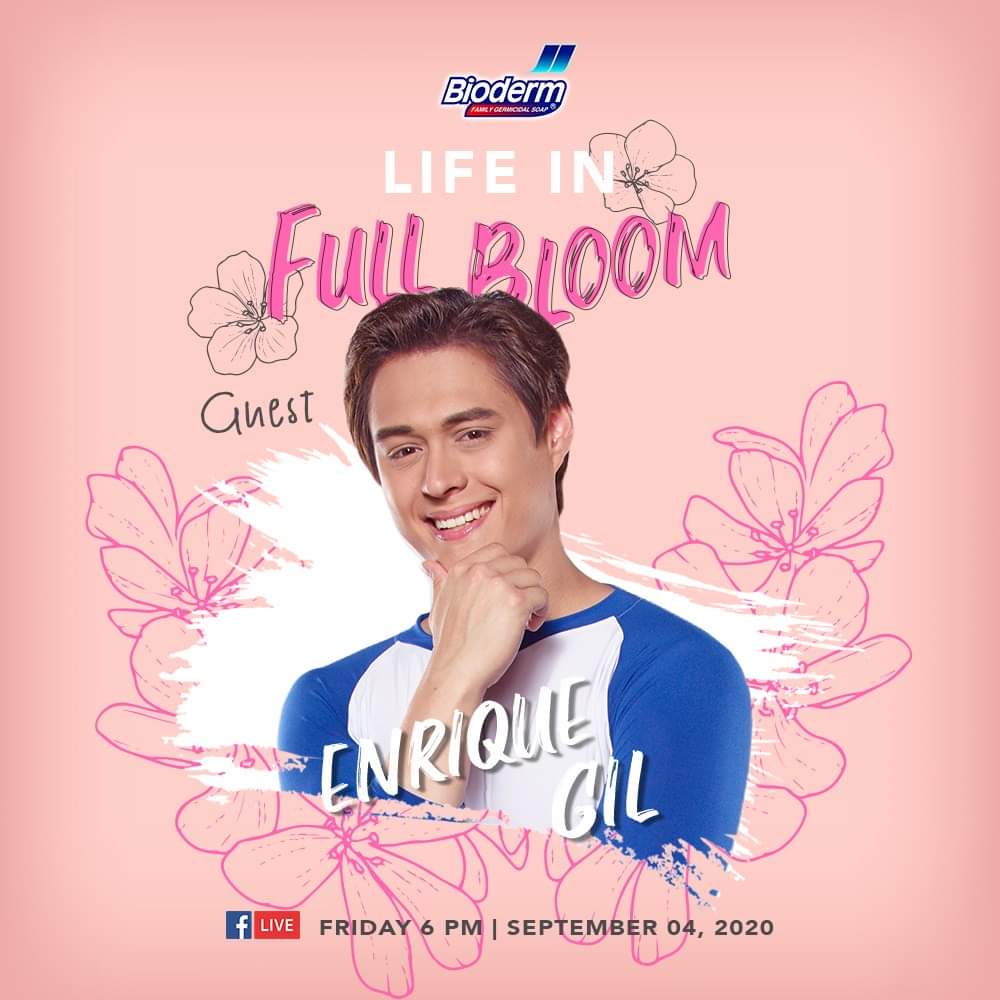 Let’s hear from our special guest, actor and endorser, Enrique Gil, as he shares his self-care habits to a blooming life on September 4 at 6 PM via Bioderm’s Life in Full Bloom on Facebook Live! 

Link: facebook.com/67841613898190…

#LifeInFullBloom 
#SelfCareEveryday 
#BiodermBloom