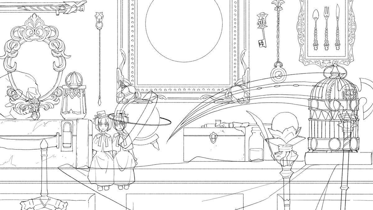 今日空き時間にちまちま描いてみて塗りたくなさすぎて死ぬほど後悔してる線画ちょっとだけ見て 
