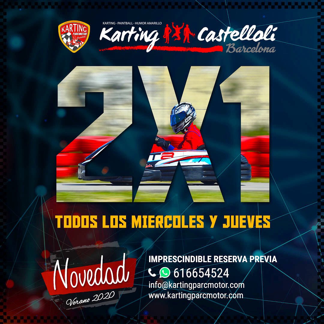 Atención: DADO EL GRAN ÉXITO DEL 2x1 LOS MIÉRCOLES Y JUEVES, AMPLIAMOS LA OFERTA DURANTE TODO SEPTIEMBRE 🤩
.
.
👉🏻 Podéis reservar pista y consultar condiciones de reserva en el teléfono 616654524 (también opción WhatsApp)
.
.
#kartingcastelloli 
#promo2x1