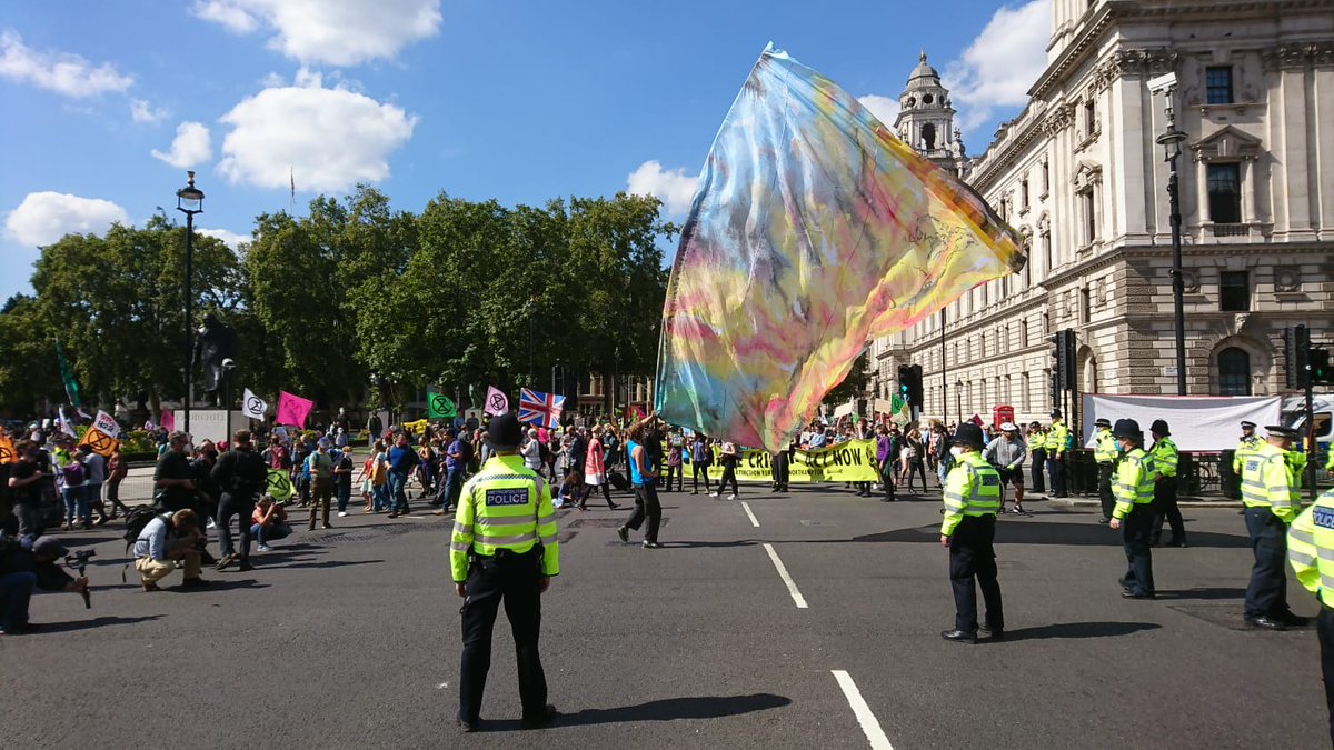 One march currently moving along St. James park into Parliament Square