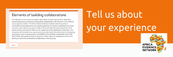 Africa_evidence's tweet photo. What do you think are the important factors to #BuildingCollaborations? Tell us before 9 Sept to be part of the work that happens at #Evidence2020Online: https://t.co/8h2UayocUn https://t.co/yW0aZ5cWmz