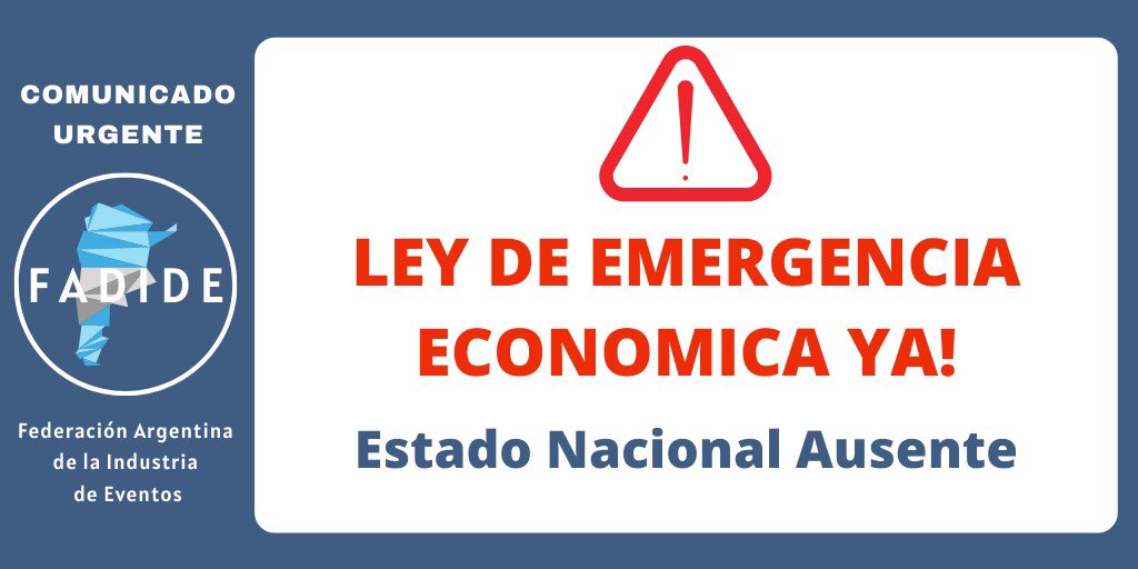 Después de 3 meses <a href="/DiputadosAR/">Diputados Argentina</a> tratará el #proyecto de #EmergenciaEconomica presentado por el Diputado Nacional <a href="/SartoriDiegoH/">Diego H. Sartori</a>. La industria de los Eventos la necesita #URGENTE #FadideArgentina #Fadide #FadideEventos
