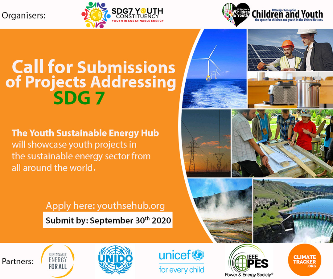 UNMGCY's tweet photo. 📢 Calling young practitioners in sustainable energy 📢

As we're entering the Decade of Action, SDG7 Youth Constituency of @unmgcy in partnership with ... is launching #YSEH, a global platform for youth action toward #SDG7. Submit your projects by Sep 30: https://t.co/fHm9t49QYe https://t.co/ua9rAZKmZY
