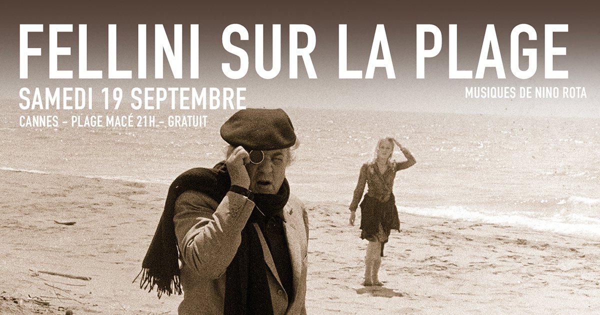 OrchCannes's tweet photo. RÉSERVEZ VOS PLACES ! 
Les pieds dans le sable, écoutez les musiques que Nino Rota composa pour les films de son ami #FedericoFellini. 
#Concertgratuit sur réservation > https://t.co/Bv9HmV9tnd
En savoir plus sur le concert > https://t.co/dtMqNK2dNR
@villecannes @bldlevy https://t.co/zvuBXB7GXy