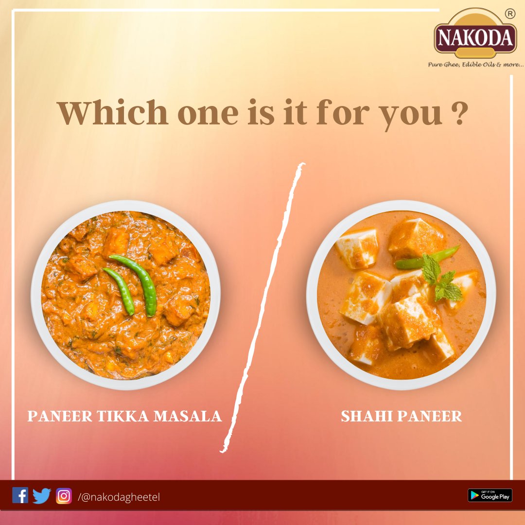 nakodagheetel's tweet image. It&apos;s a tough call, foodies!

But go on. Tell us which one do you like more?

#Nakoda #SwadZindagiKa #PaneerDishes