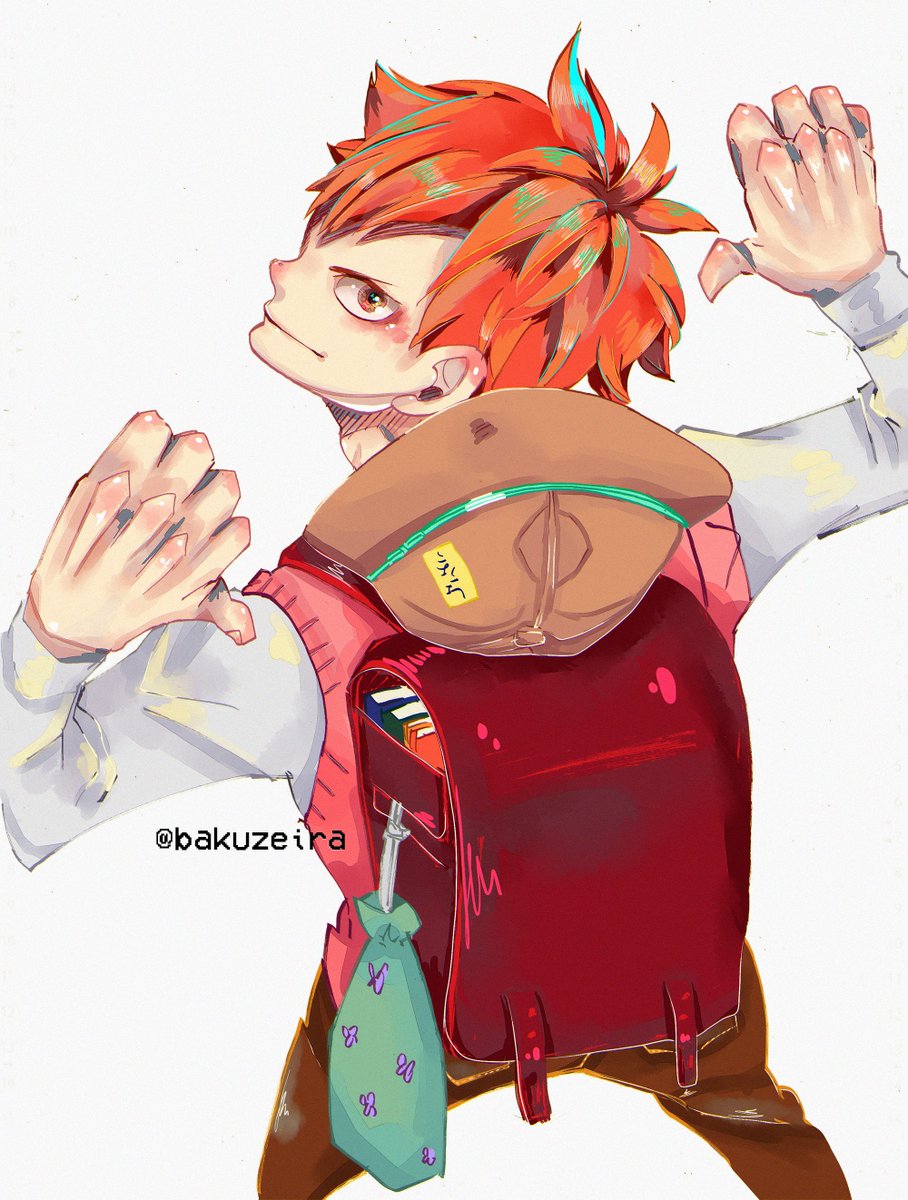 hinata shouyou in a pink sweater 