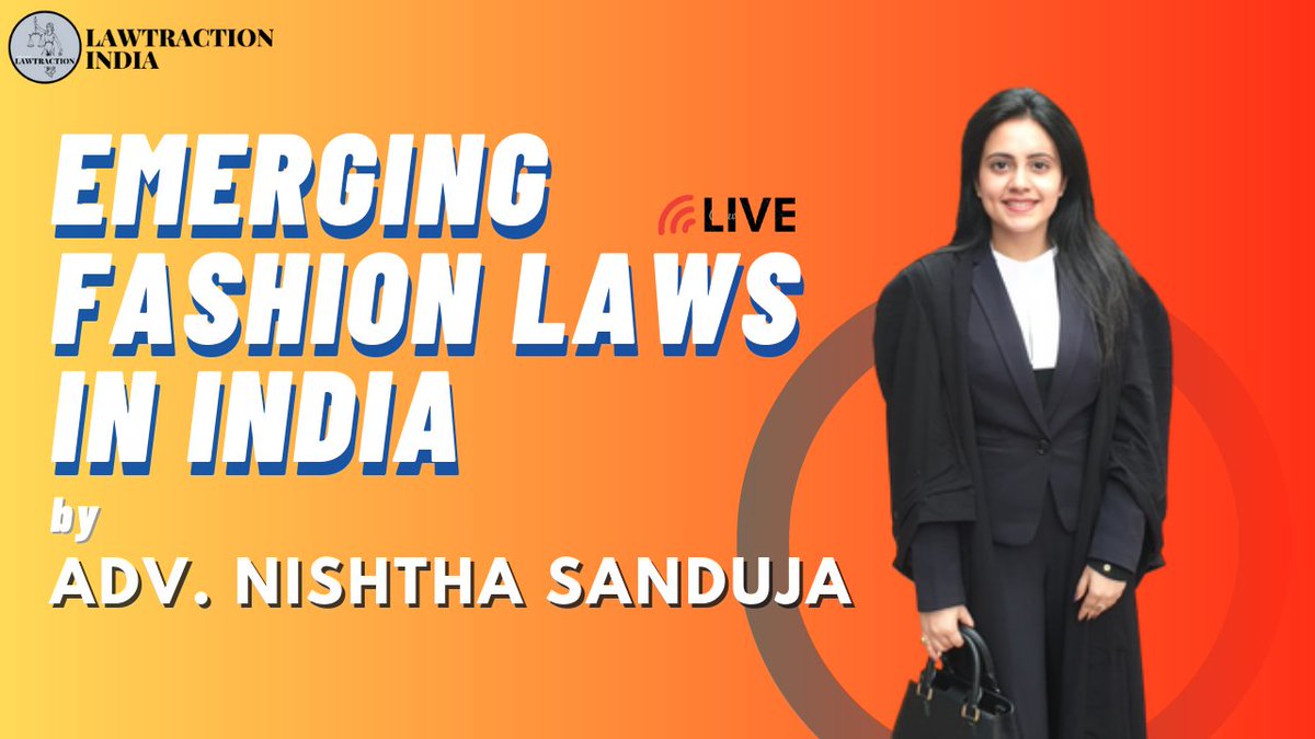 lawtraction's tweet photo. Join us today on YouTube for the E-Seminar on "Emerging Fashion Laws in India" by Advocate Nishtha Sanduja 
1 September 2020 - 5PM
Link: https://t.co/uvDOwuyuvG https://t.co/yXmH9ixwJq