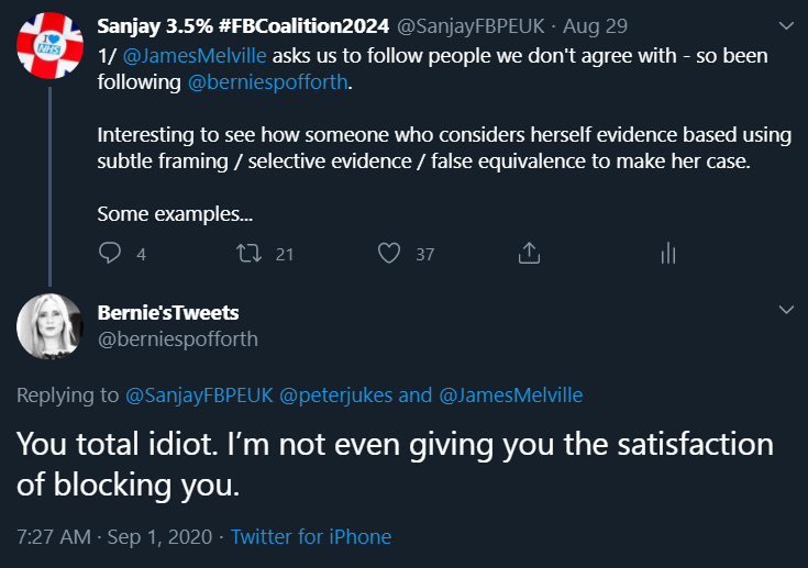 Oh dear - for someone who says she uses reasoned argument and doesn't resort to insults: