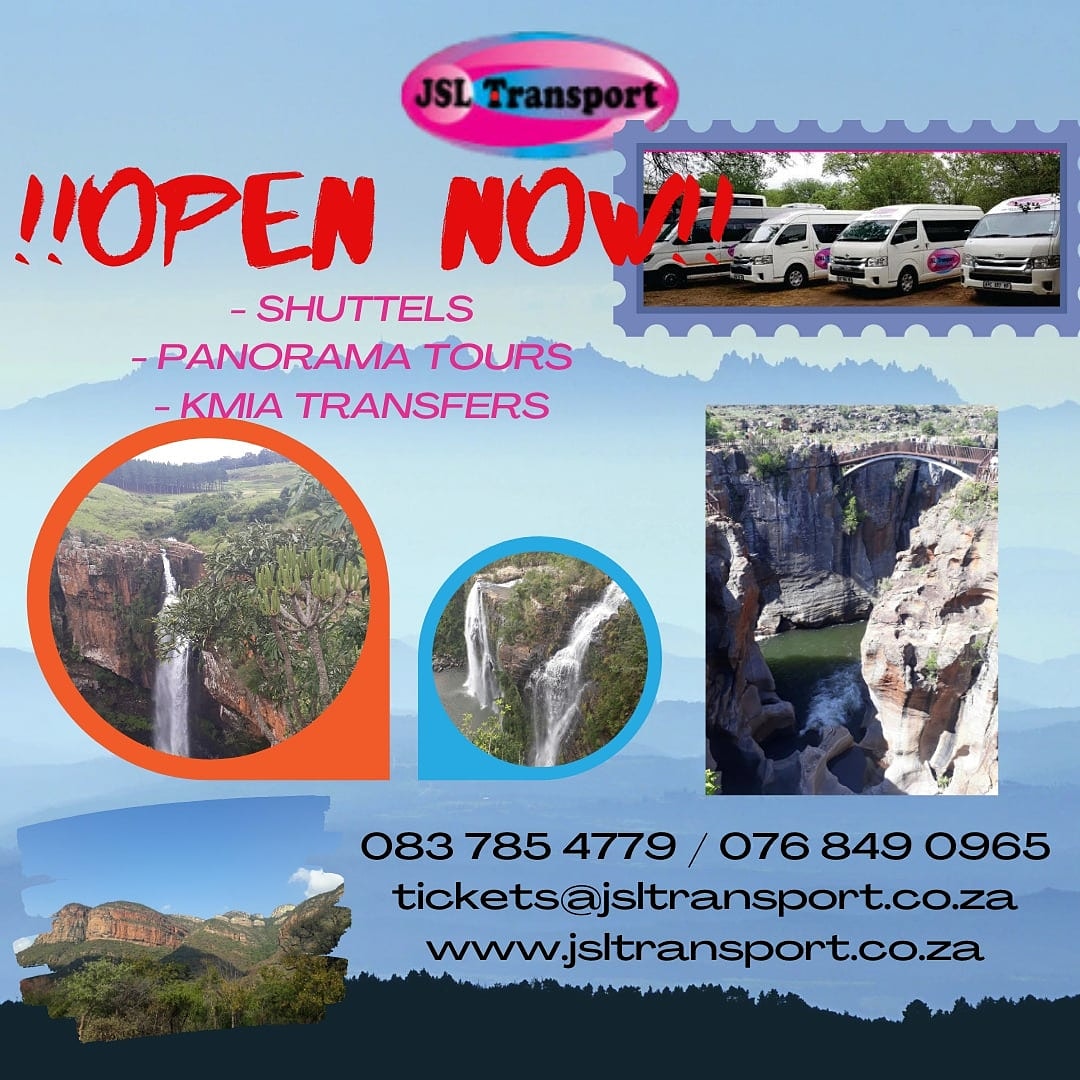 We are now open to do #transfers to #KMIA and also for #Panorama #Route #Tours🚐🚐🛫🥾

Contact us today:  
083 785 4779 / 076 849 0965
tickets@jsltransport.co.za
jsltransport.co.za

Jacobus Botha
Jacobus Tightrope Walker