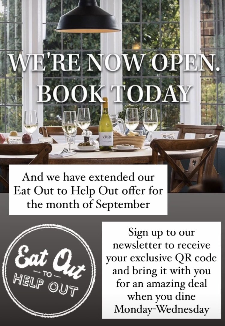 WE’RE OPEN! And we can’t wait to welcome you all back. Give us a call or go online to book your table now - 01753 887596