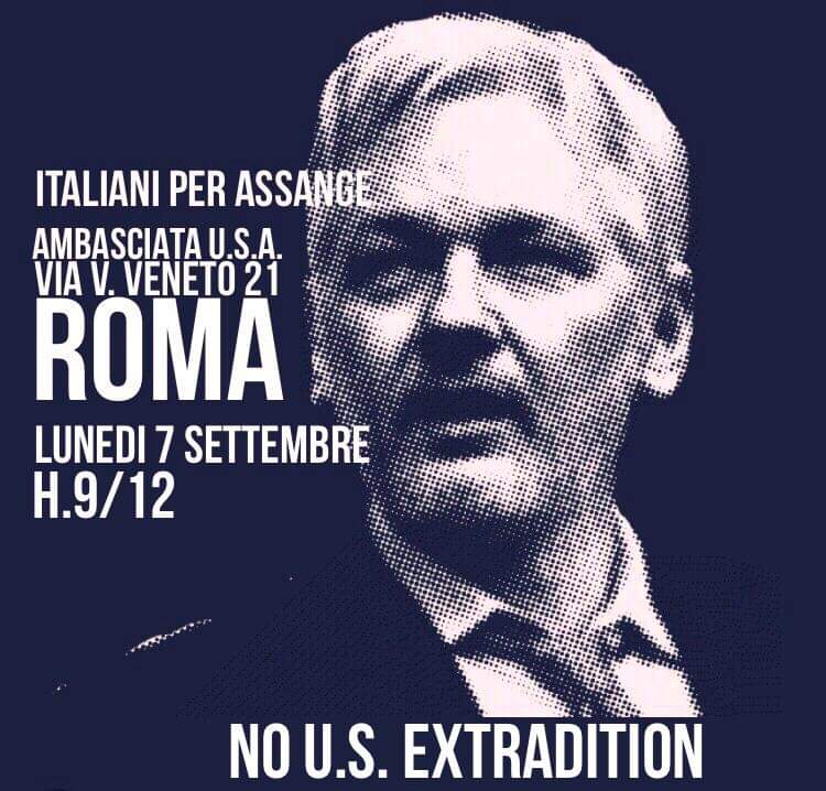 ROMEMON Sept 79am US Embassy Ambasciata USAvia V. Vento 21Italiani Per Assange @AssangePerOSLOTUE Sept 15Swedish Embassy, Inkognitogata 27 Oslo Arne RuthLONDONSUN Sept 6  #EMERGENCYPROTEST4ASSANGEUS Embassy33 Nine Elms Lane  @TRUMANHUMAN2020