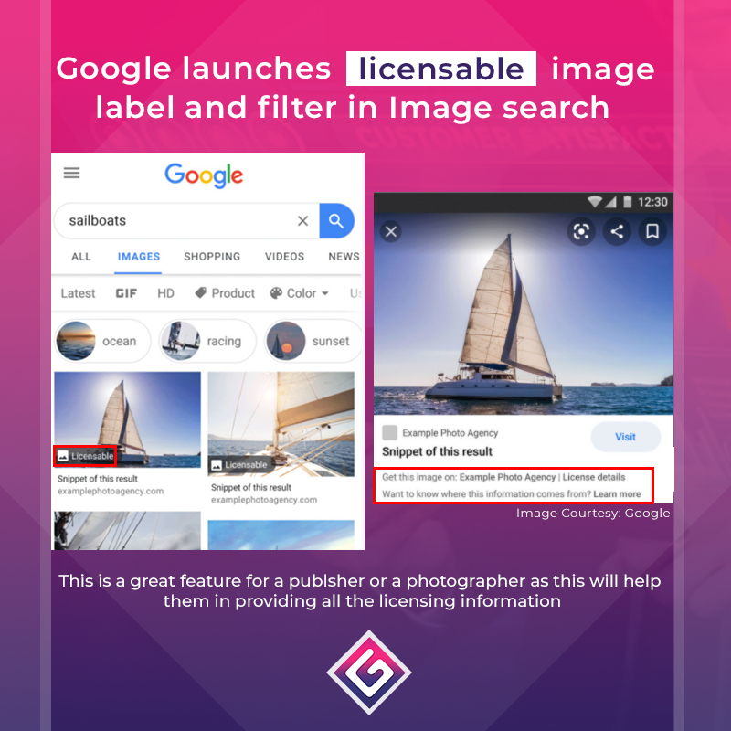 seogenics's tweet image. Google Images&apos; new “Licensable” badge is now live. This new feature will make it easier for photo buyers to find photos they can license. 
#licensablebadge #iptcphotometadata #googlenewfeature #google #digitalmarketing #seoagency #SEOGenics