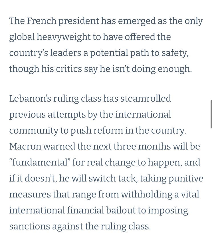 1-Lebanese made it clear that they dont want to give this system another chanceFor decades the ruling class &system did nothing but destroy the countryWhy wait 3months before imposing sanctions? What they did to beirut isn’t enough?Why not cooperate with the US on this matter?