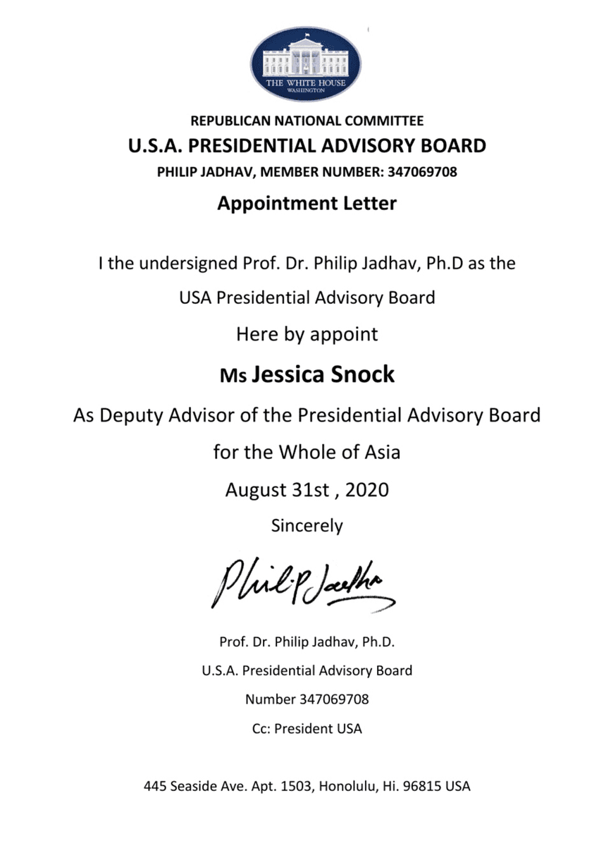aumapadaluwang's tweet photo. Congratulations dear sister Jessica Snock on been appointed as the deputy advisor of the US Presidential Advisory Board for Asia.
We are proud of you and have faith on your creativity and determination to do whatever you can dream.
#JessicaSnock https://t.co/c2g7NoB3o6