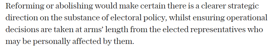 11) '...ensuring operational decisions are taken at arms’ length [from politicians]'See 4 and 10 about hobbling independence. Orwellian doublespeak here.