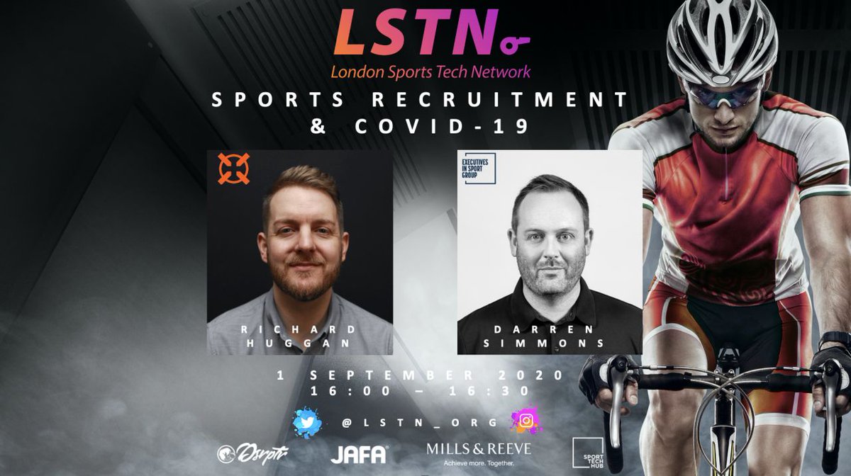 TUNE in at 4pm today - @Chris_Day03 and I will be chatting to @DiscoDazR and @RichardHuggan about Covid-19 and its (huge) impact on #sportsrecruitment  

Join here > lnkd.in/dXgBWM7

@MillsandReeve 

#COVID19