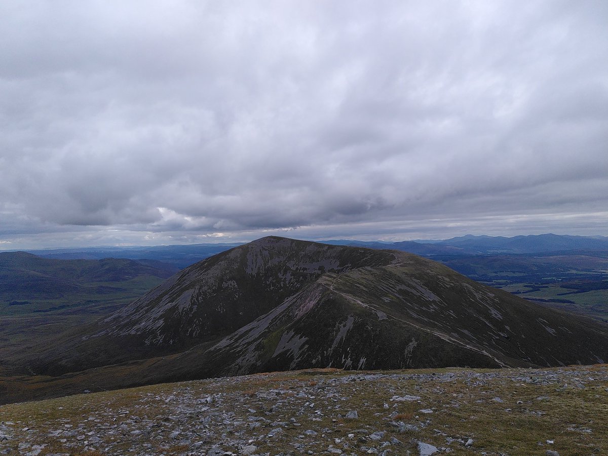 Further photos from my Beinn a' Ghlo outing then. Here is Carn Liath, in the approach (alas this was the best of the weather), me at the mullach, and then a couple looking to then back at the bealach between it and Braigh Coire Chruinn-bhalgain.