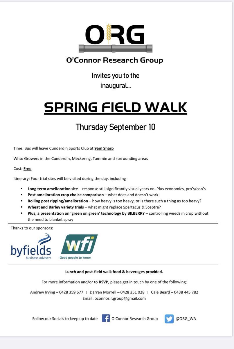 Thanks for your support Craig and team <a href="/ByfieldsWA/">Byfields</a> Open invitation to our upcoming Spring Field Walk