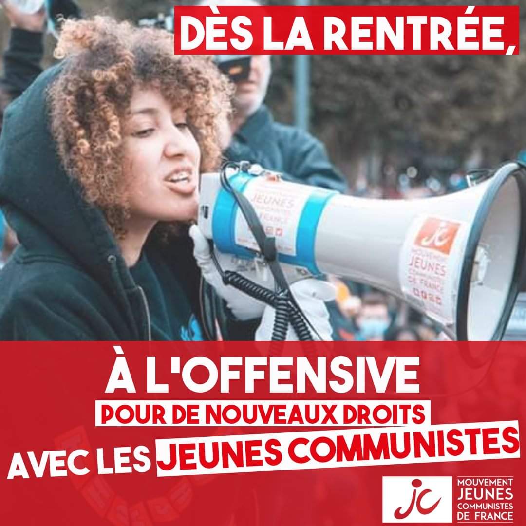 #Rentrée2020
👉 Il est aujourd'hui plus que nécessaire de se mobiliser et de s'organiser pour changer de gouvernement, de politique et surtout de système ! Le temps est venu de conquérir de nouveaux droits pour les jeunes et l'ensemble des travailleuses et des travailleurs ! ✊🚩